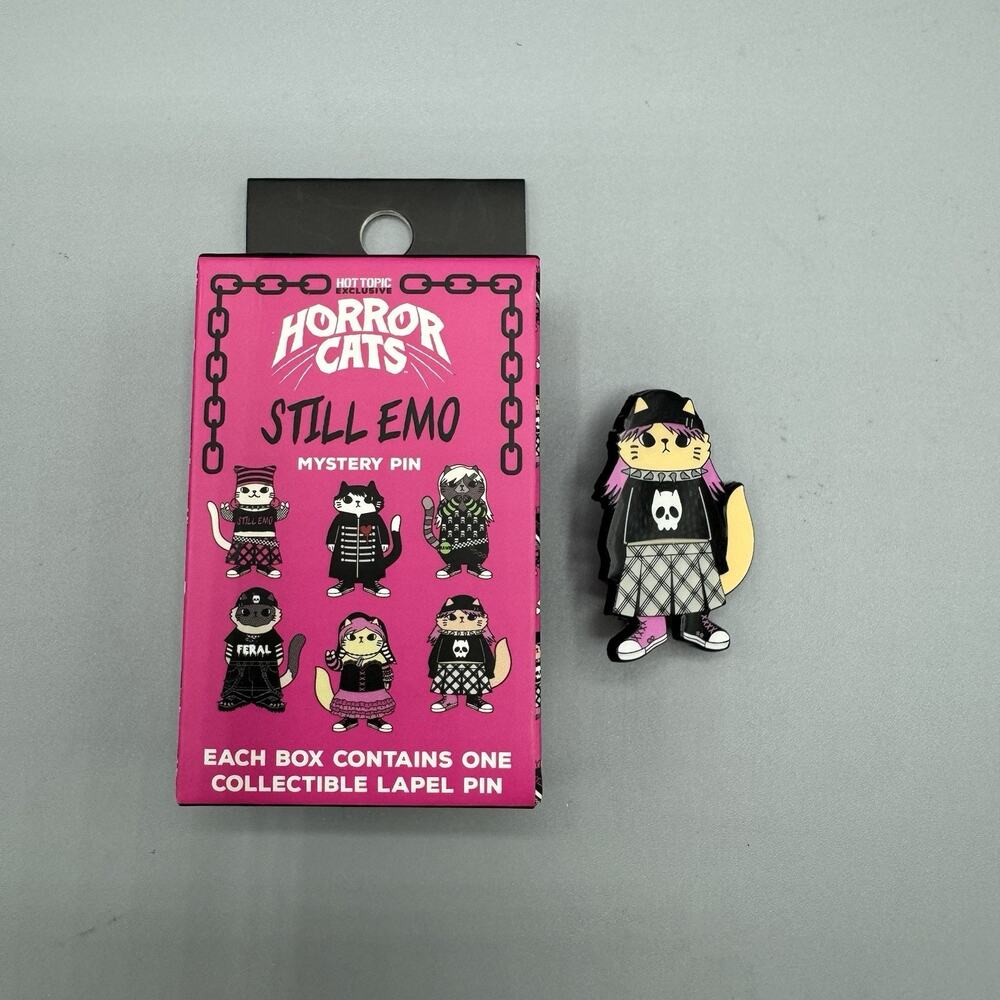 Horror Cats Still Emo Blind Pin New Open Box CATSKULL SHIRT